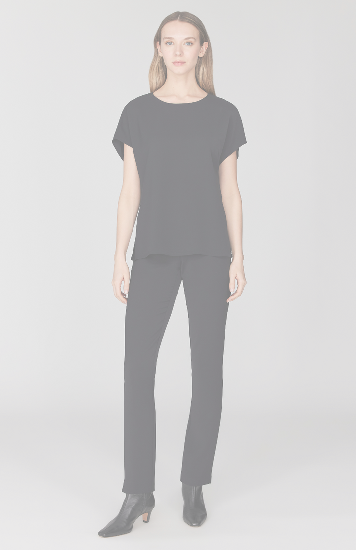 Lustrous Crepe Essential Narrow Leg Pant w/Flat Front, Back Elastic, & Slimmest Fit