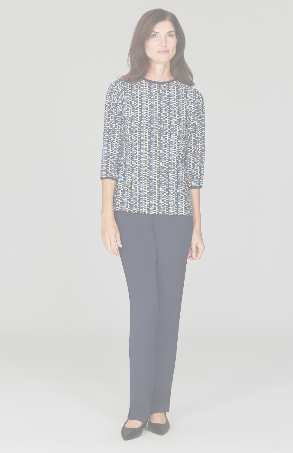 Geometric Dot Knit 3/4 Sleeve Blouse