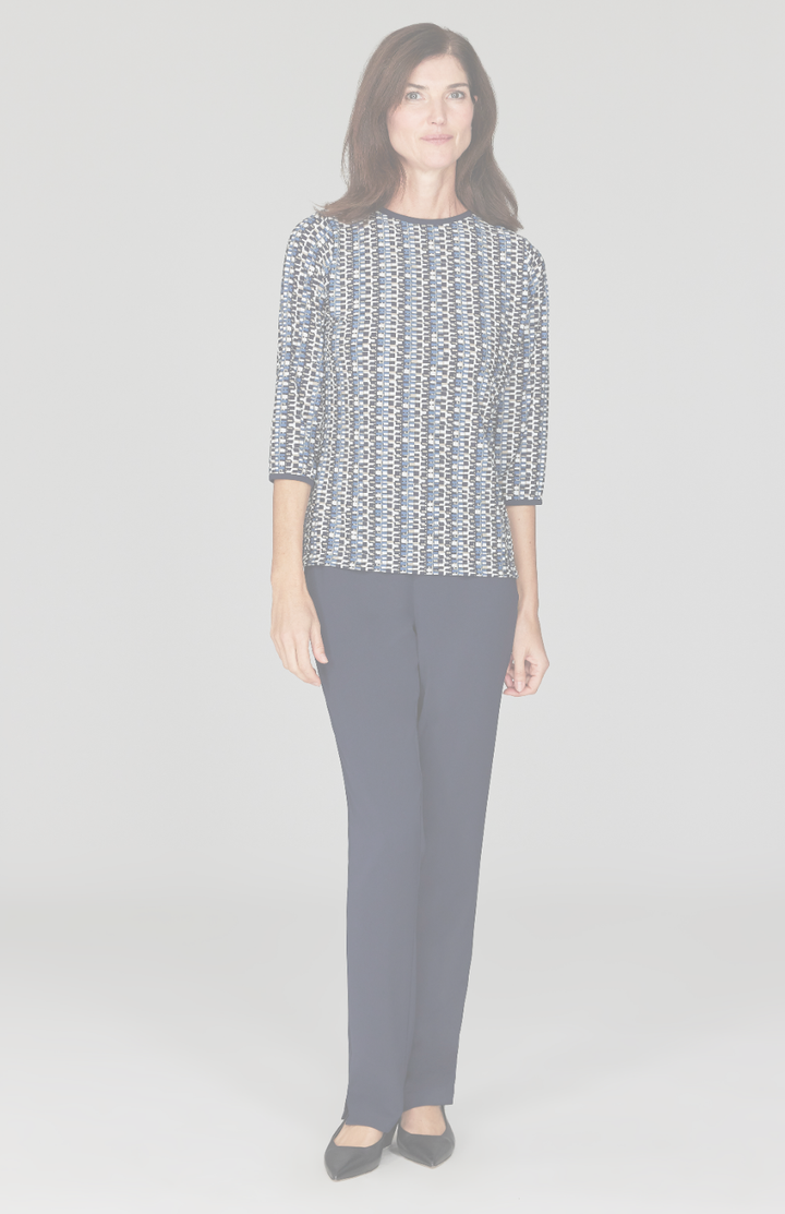 Geometric Dot Knit 3/4 Sleeve Blouse