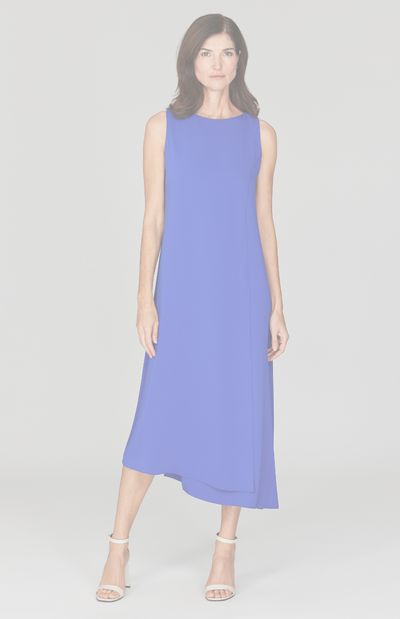 Lustrous Crepe Long Overlap Dress