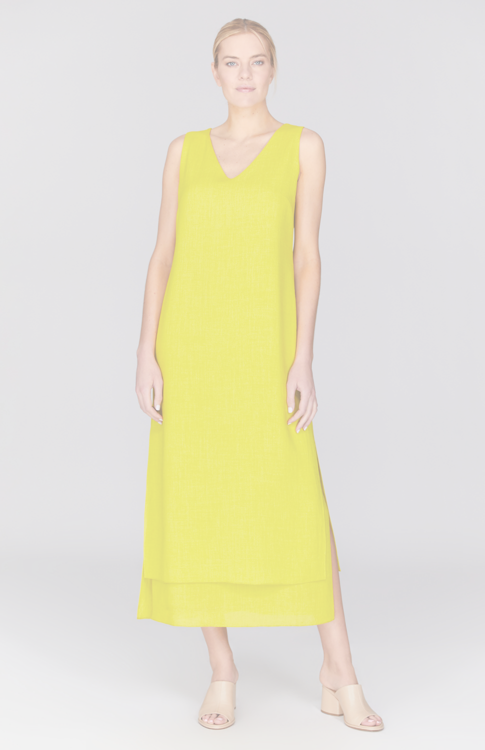 Microlinen Double Layer V Neck Dress