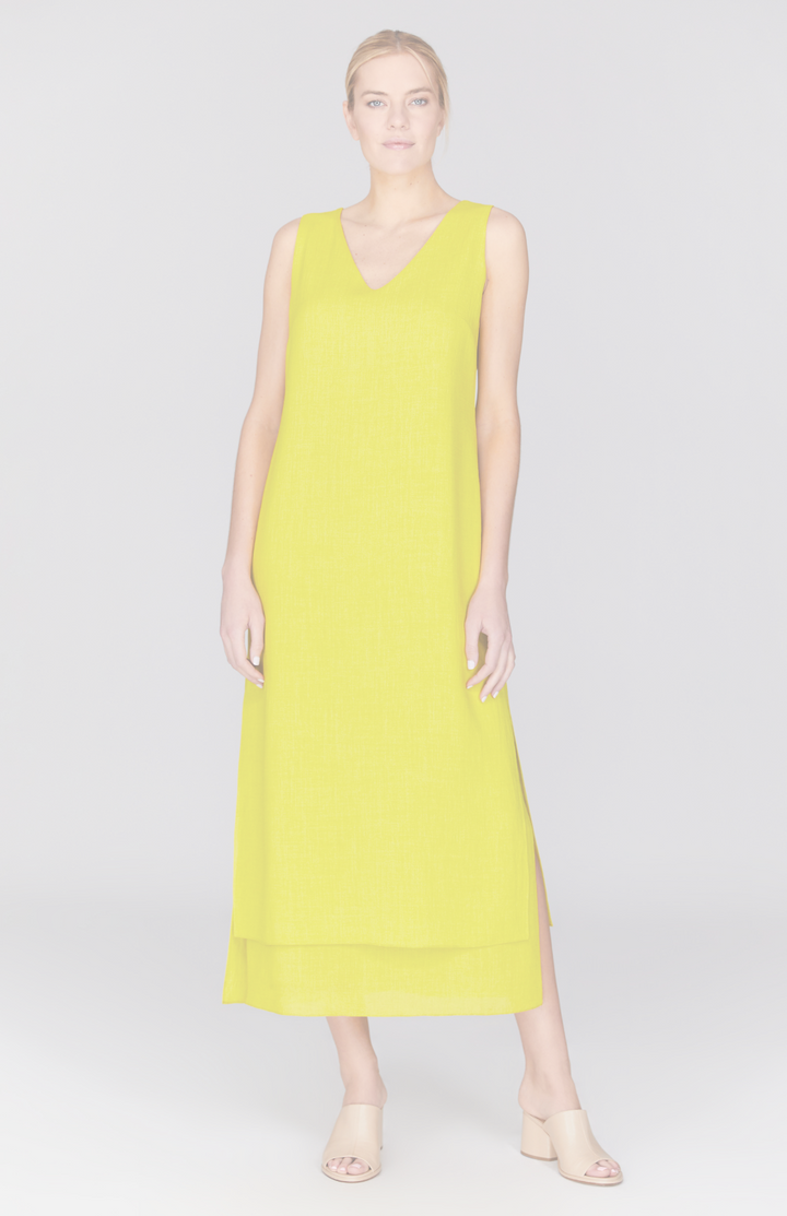 Microlinen Double Layer V Neck Dress