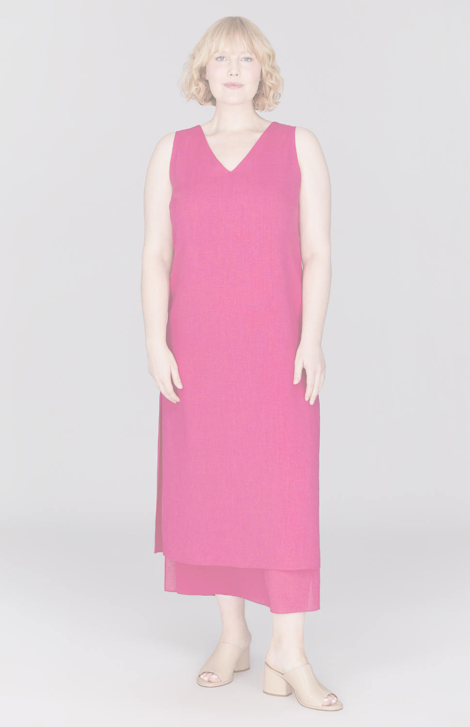 Microlinen Double Layer V Neck Dress
