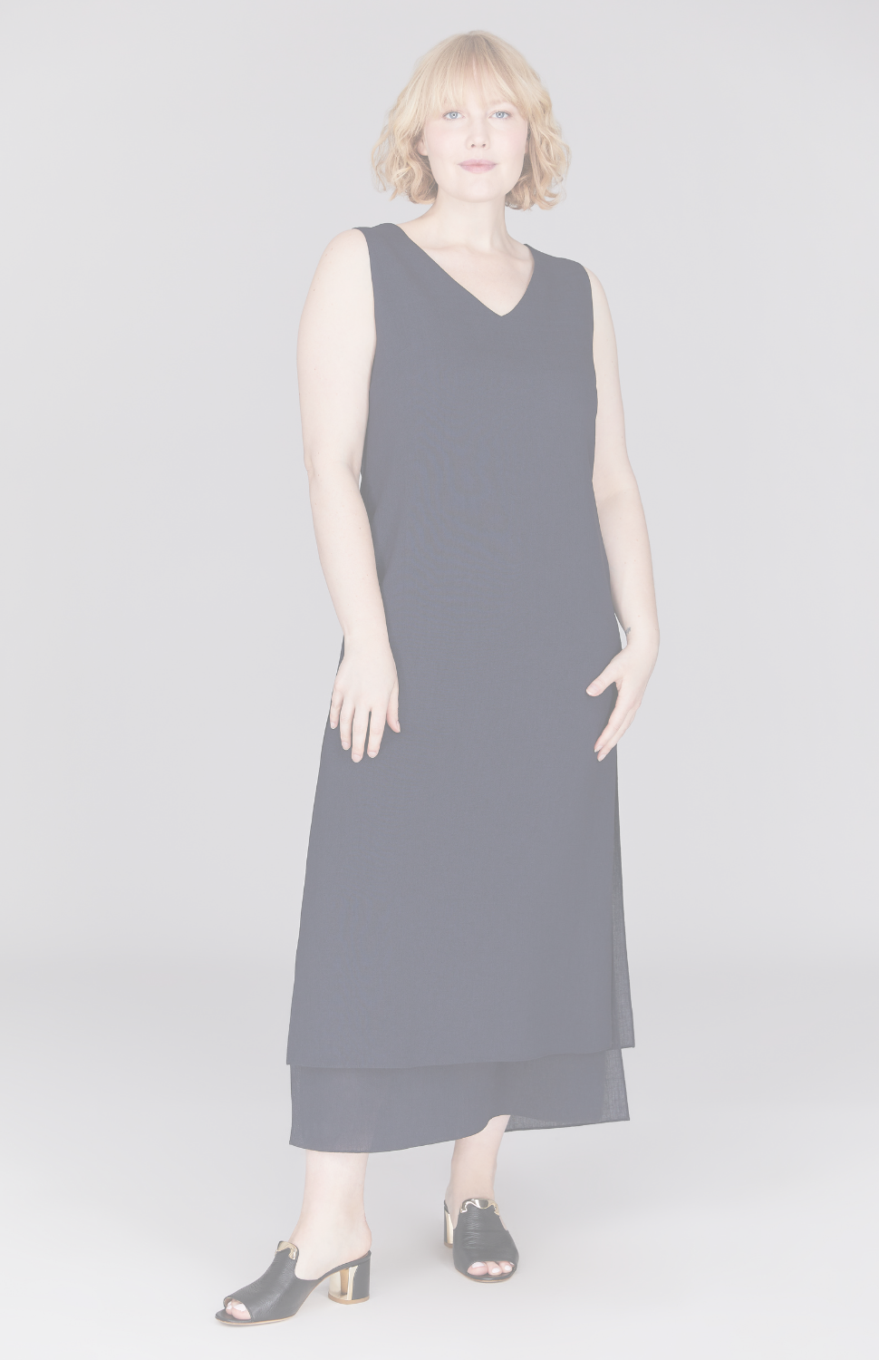 Microlinen Double Layer V Neck Dress