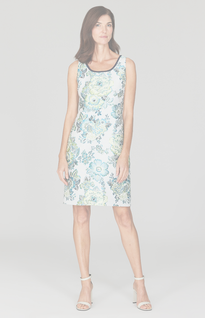 Lush Blooms Jacquard Sheath Dress w/ Bias