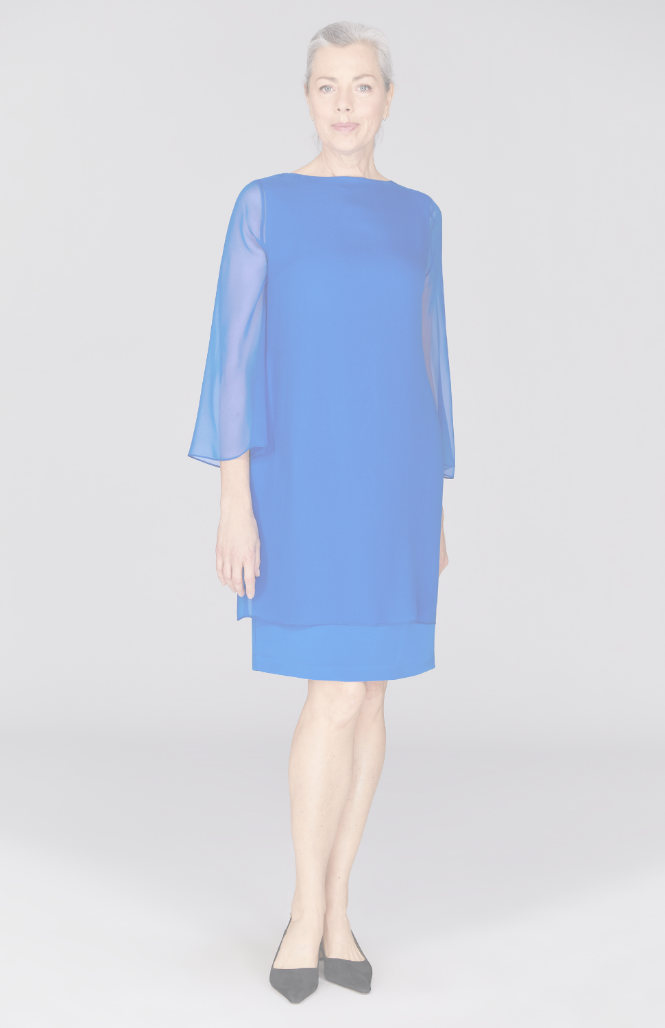 Silk Dress w/ Chiffon Sleeves & Overlay Small / Juniper SLK Silk Dress w/ Chiffon Sleeves & Overlay Small / Juniper SLK