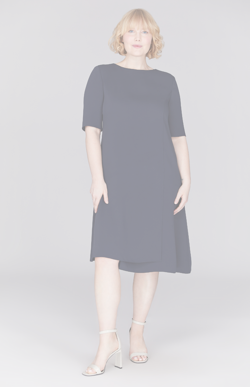 Lustrous Crepe Short Sleeve Layered Dress