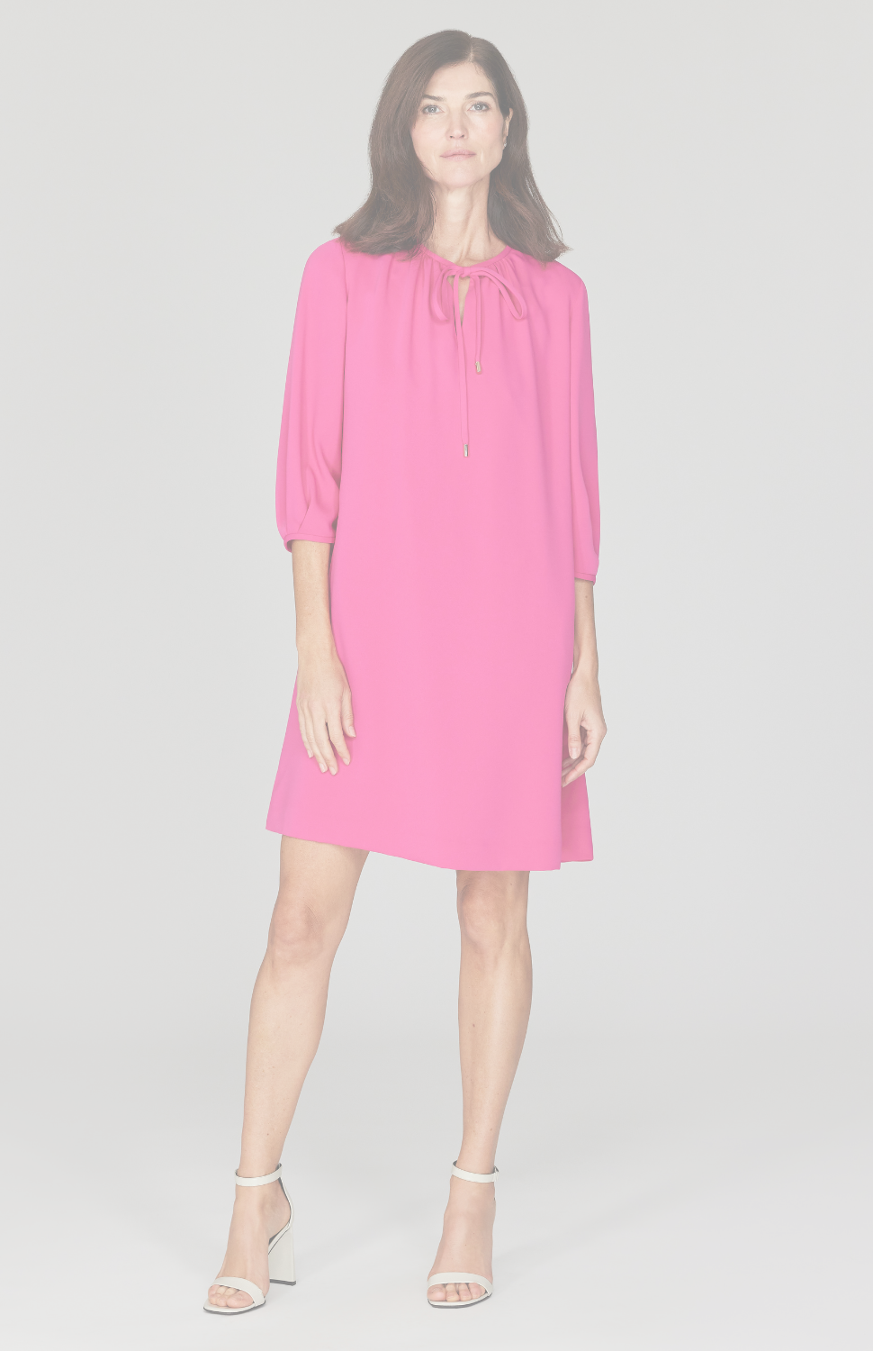 Lustrous Crepe Gather Neck Shift Dress