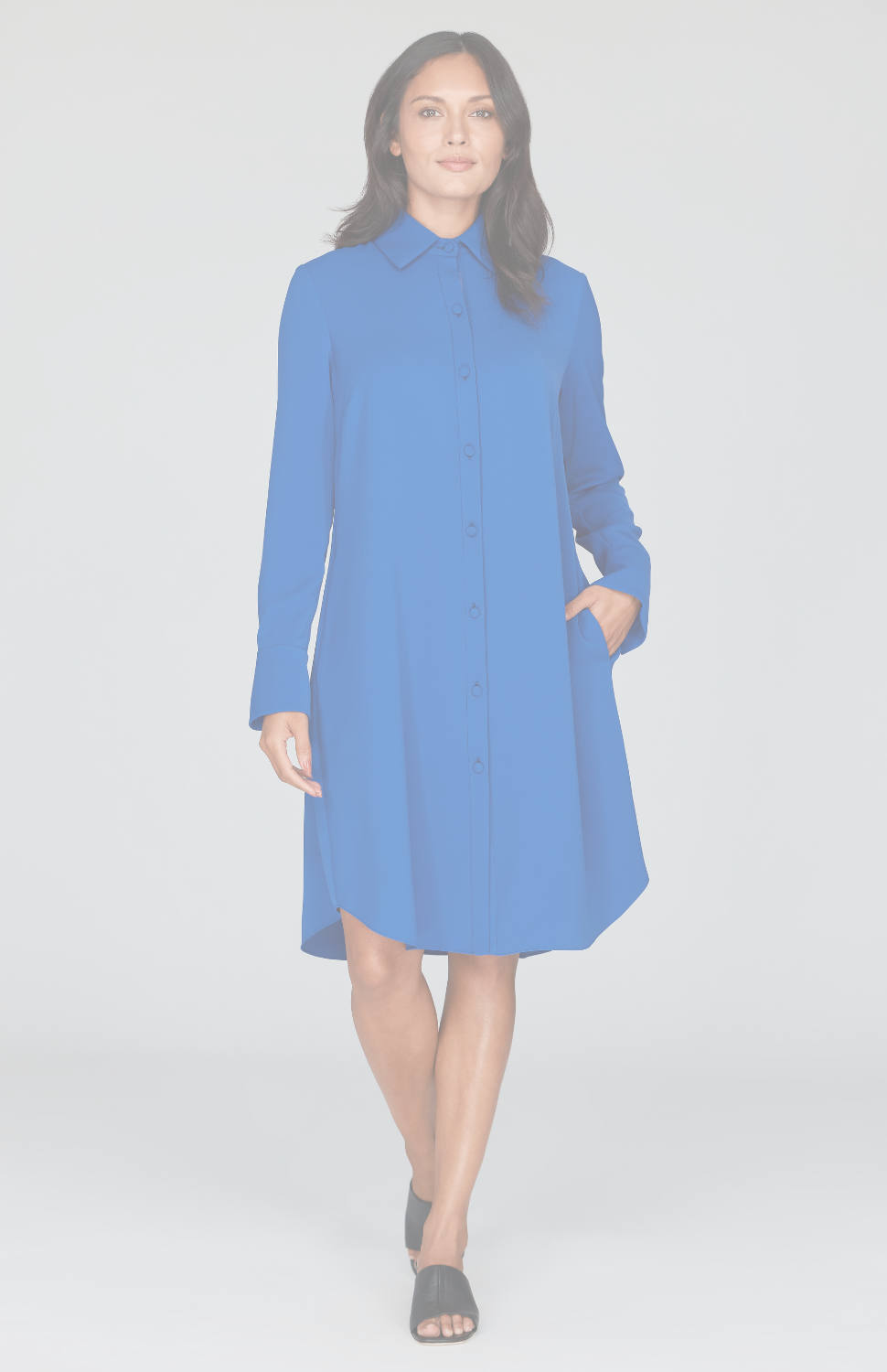Lustrous Crepe Collared Shirt Dress