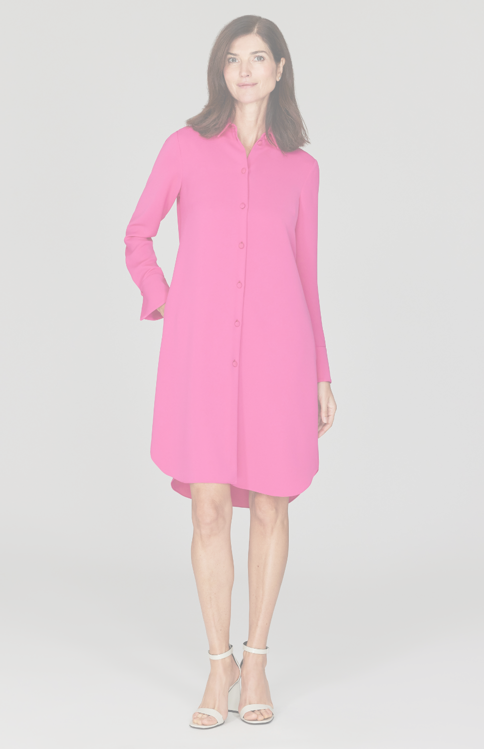 Lustrous Crepe Tailored Shirt Dress