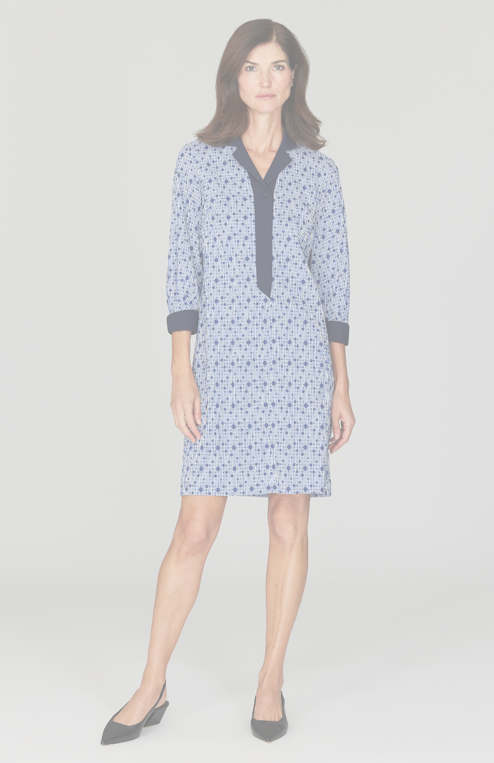 Stripe Dot Collared Shift Dress