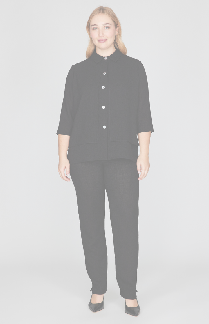 Microlinen Front Overlap Collared Shirt