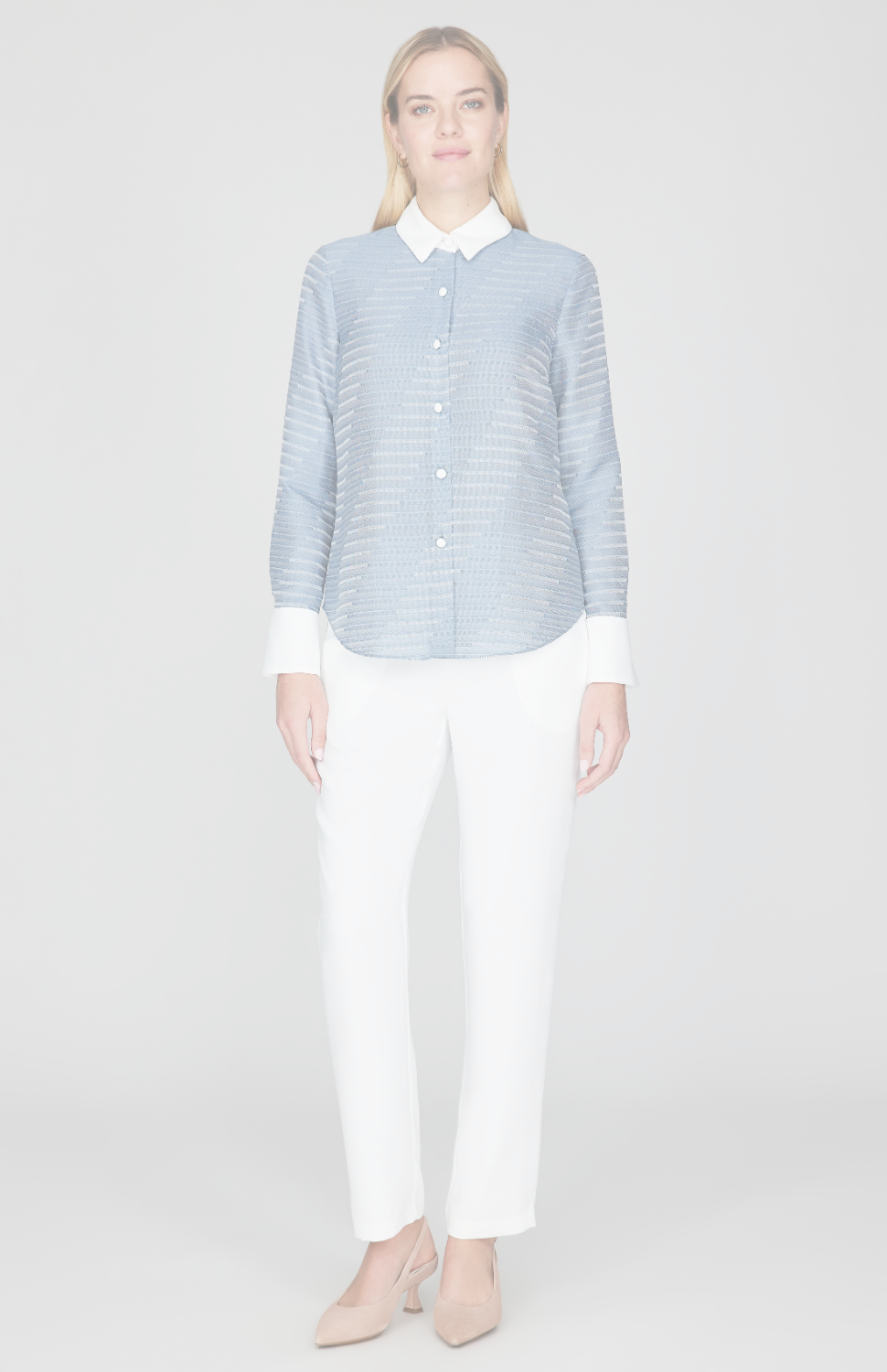 Diagonal Stripe Shirting Tailored Collared Shirt