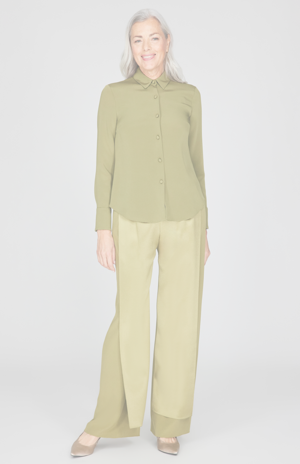 Silk Overlap Pant w/ Satin Panel