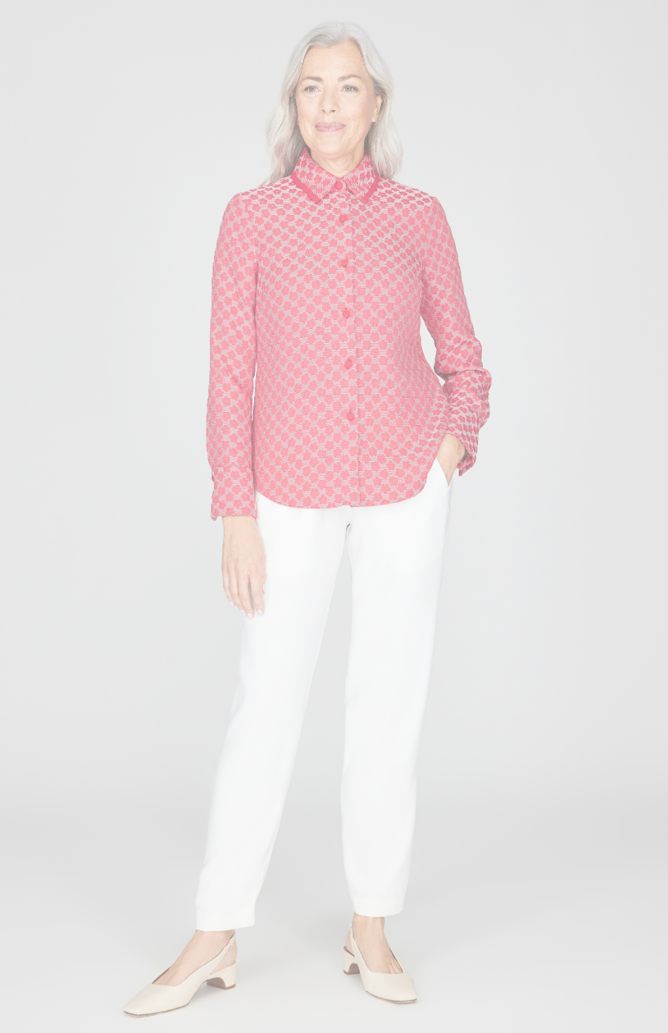 Textured Floral Jacquard Collared Tailored Shirt