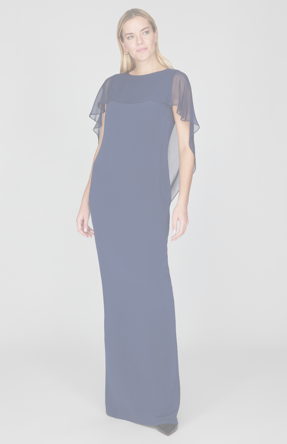 Silk Gown w/Chiffon High Low Caplet