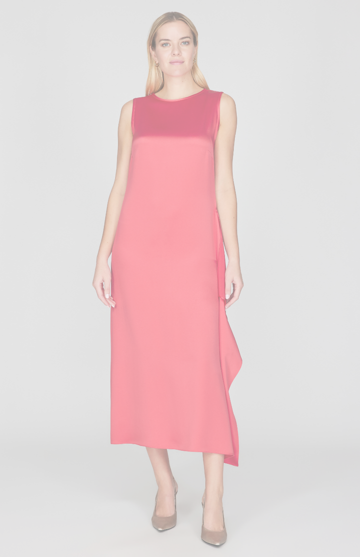 Satin Dress w/Side Cascade