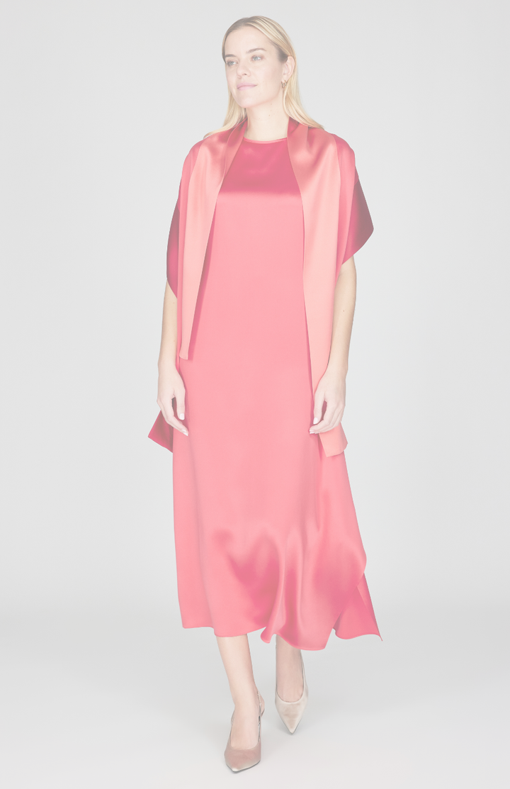 Satin Dress w/Side Cascade