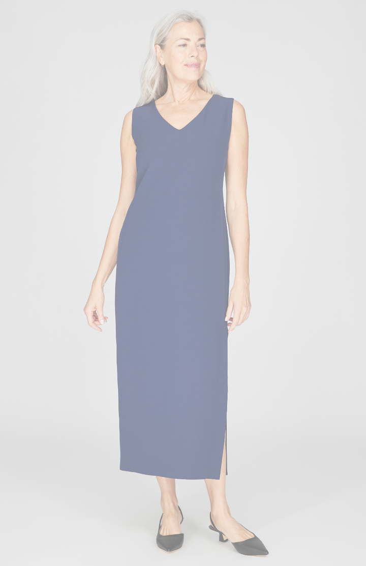 Silk Sleeveless V Neck Gown