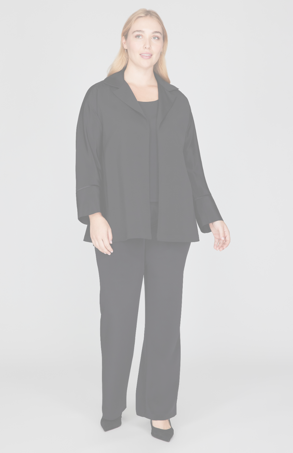Silk Open A Line Jacket w/Satin Bias Detail
