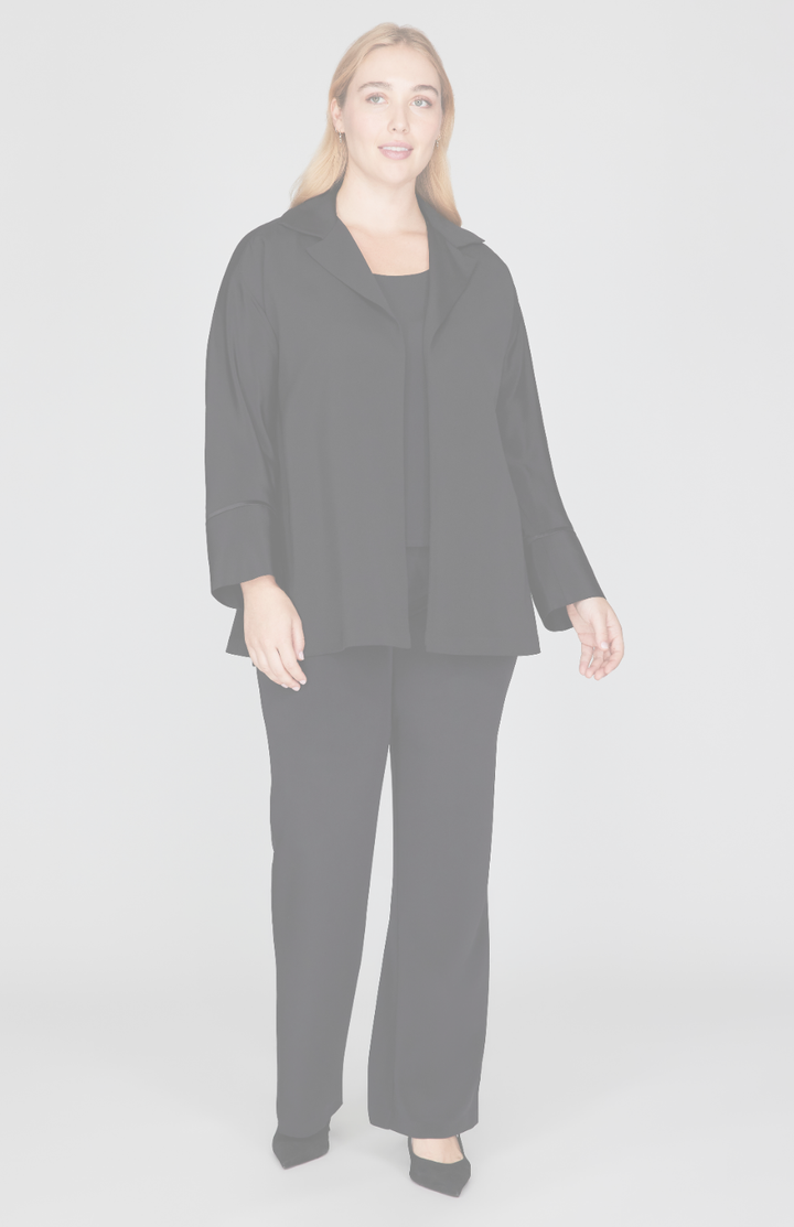 Silk Open A Line Jacket w/Satin Bias Detail