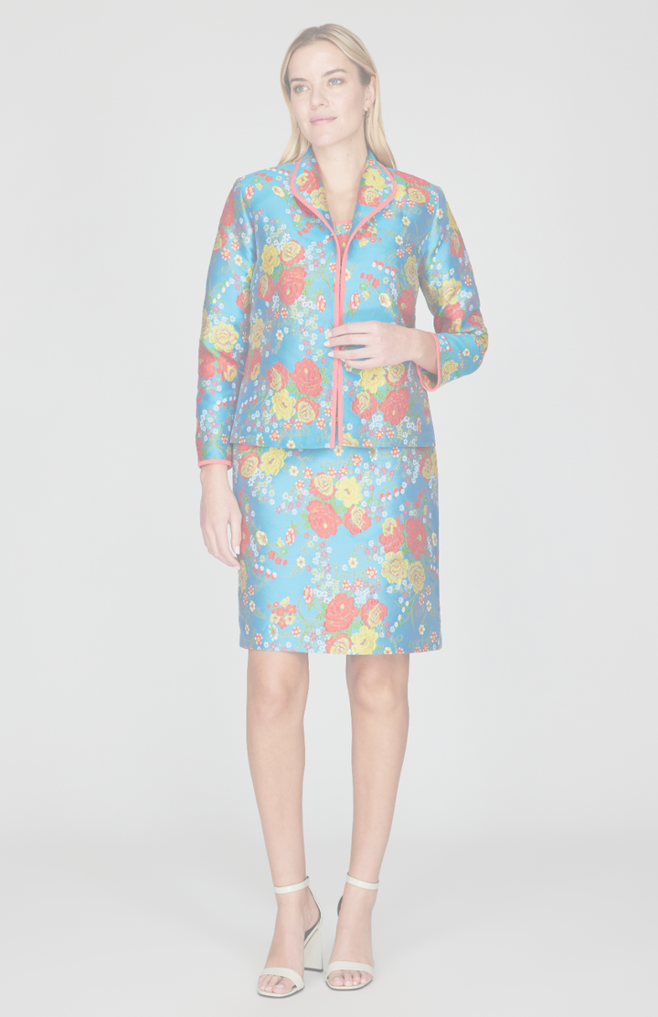 Summer Blooms Jacquard Wing Collar Jacket