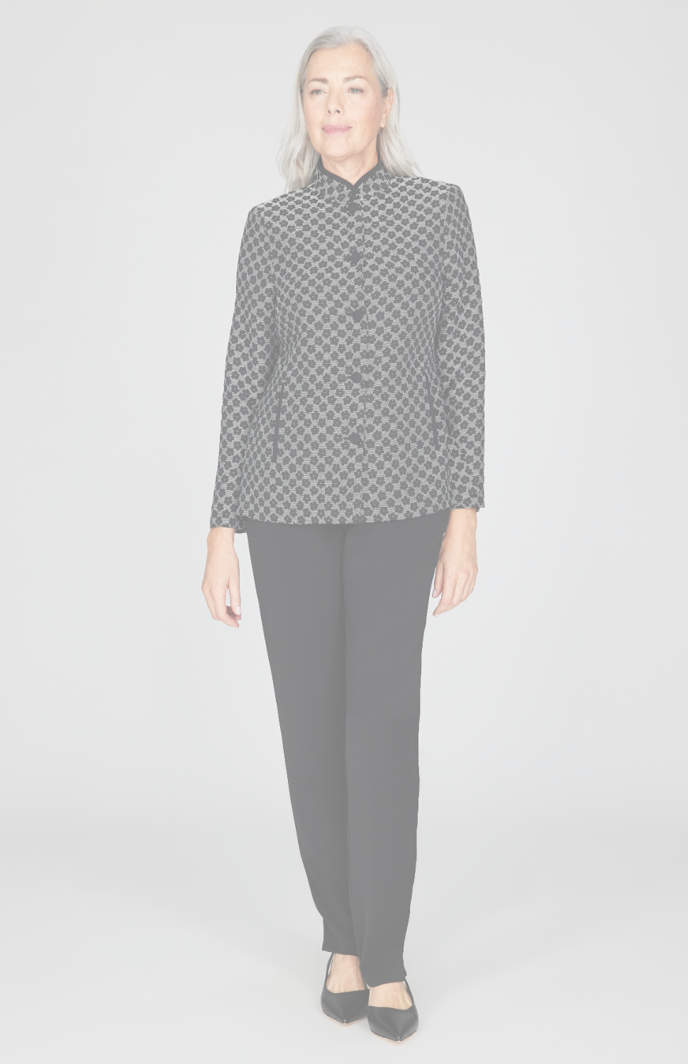 Textured Floral Jacquard Mandarin Collar Jacket