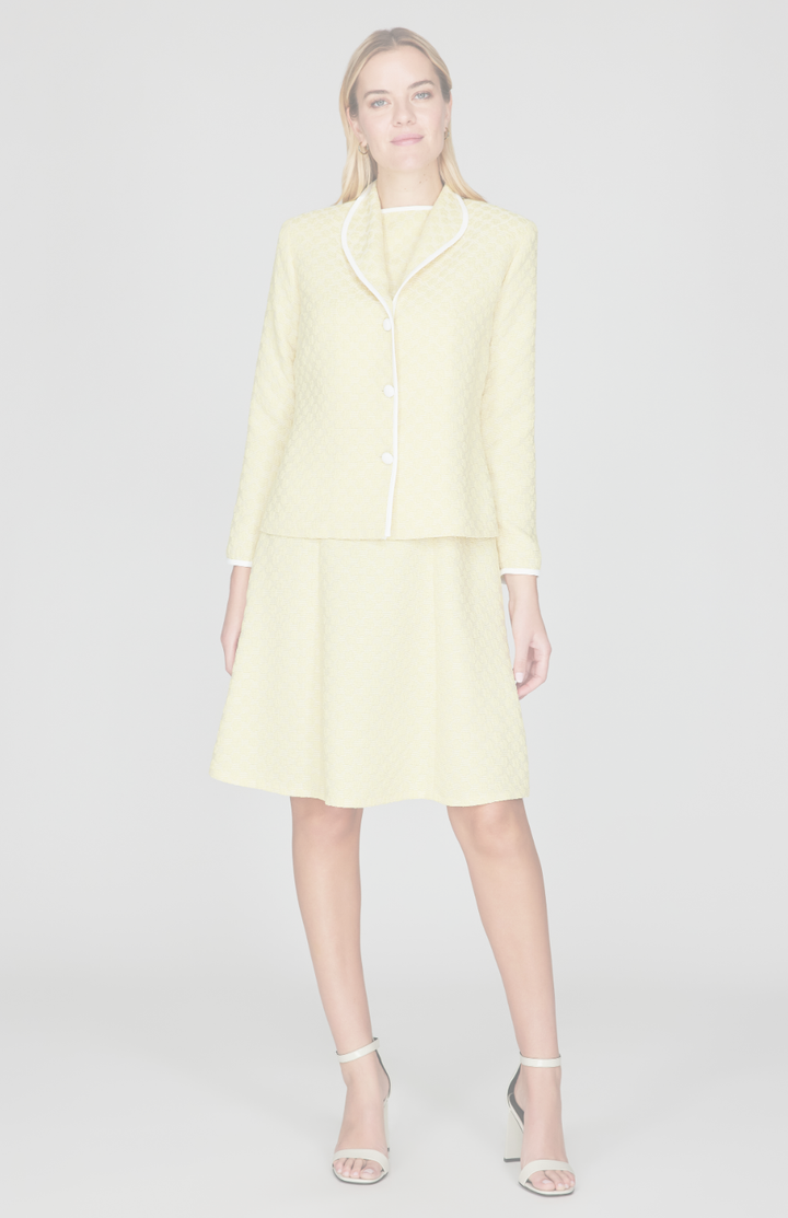 Textured Floral Jacquard Wing Collar Jacket