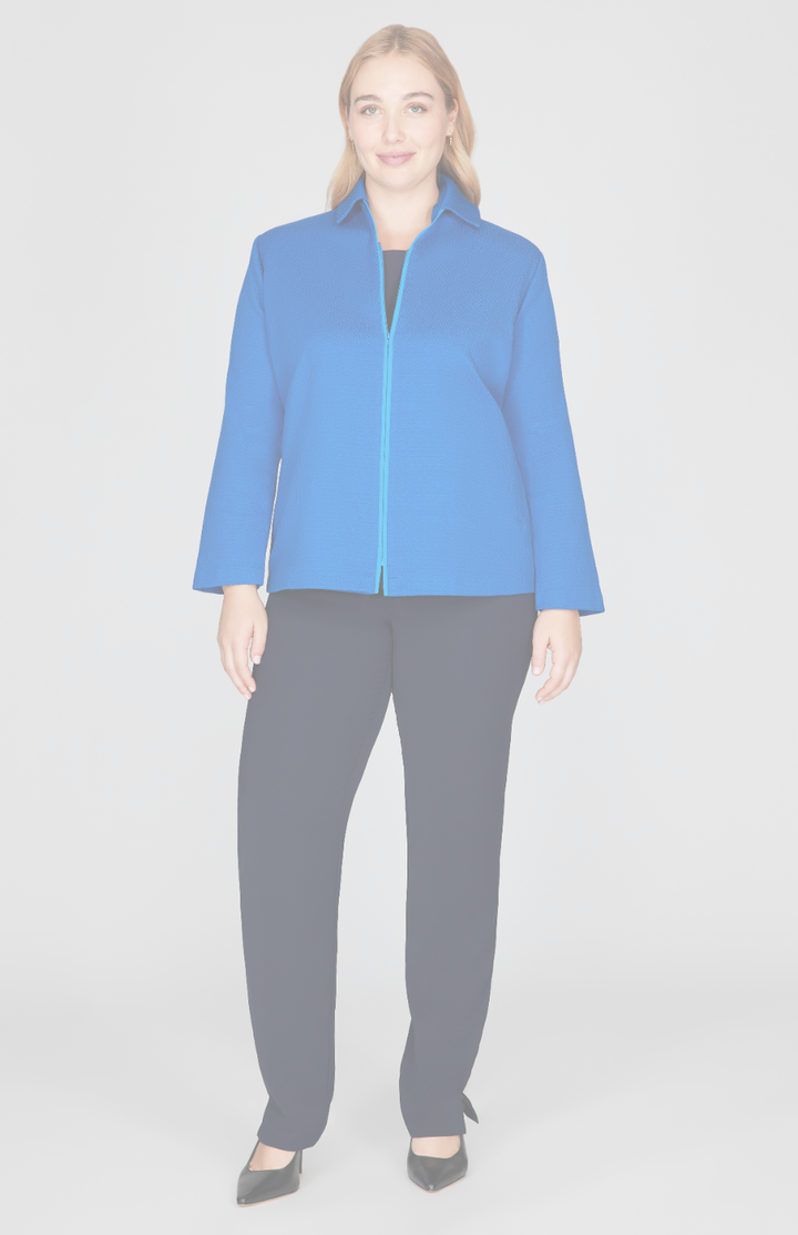 Pique Zip Front Collared Jacket
