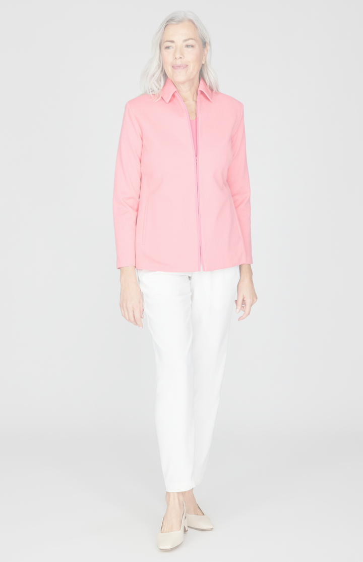 Pique Zip Front Collared Jacket