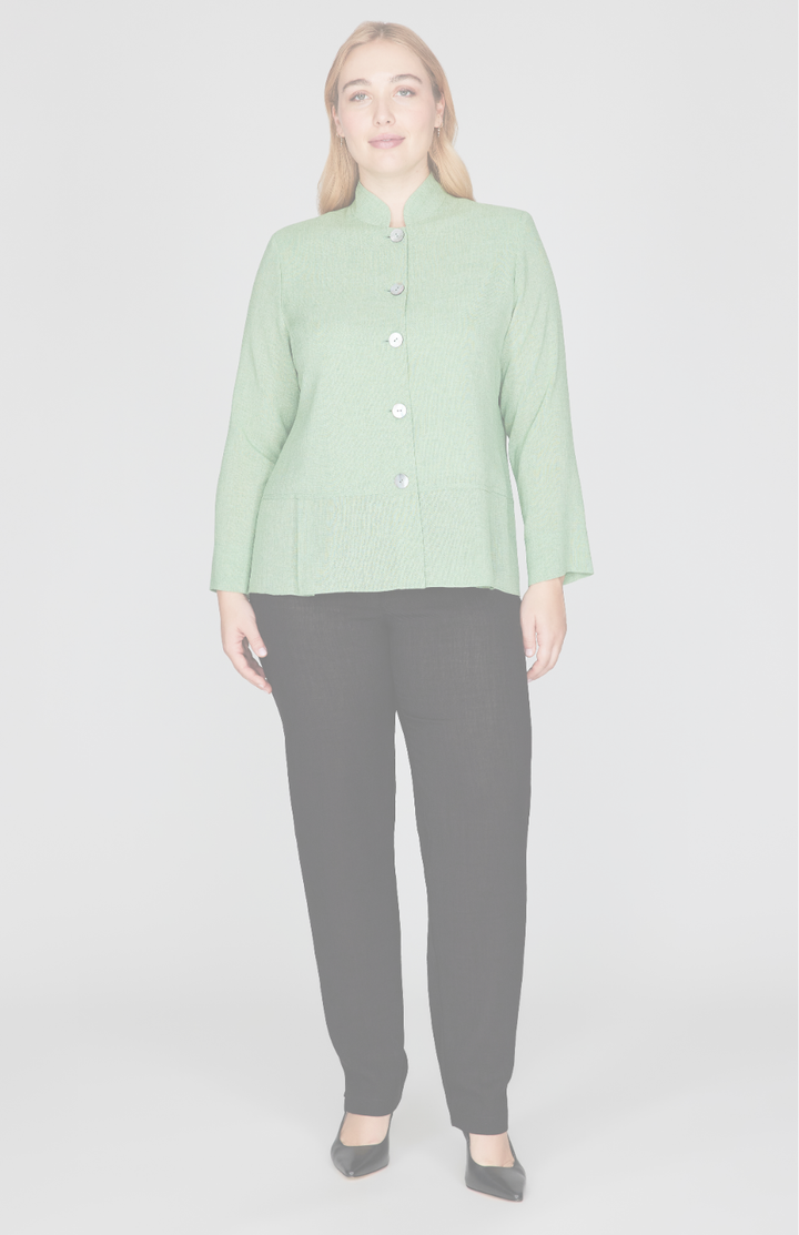 Microlinen Mandarin Collar Jacket w/ Panel Detail