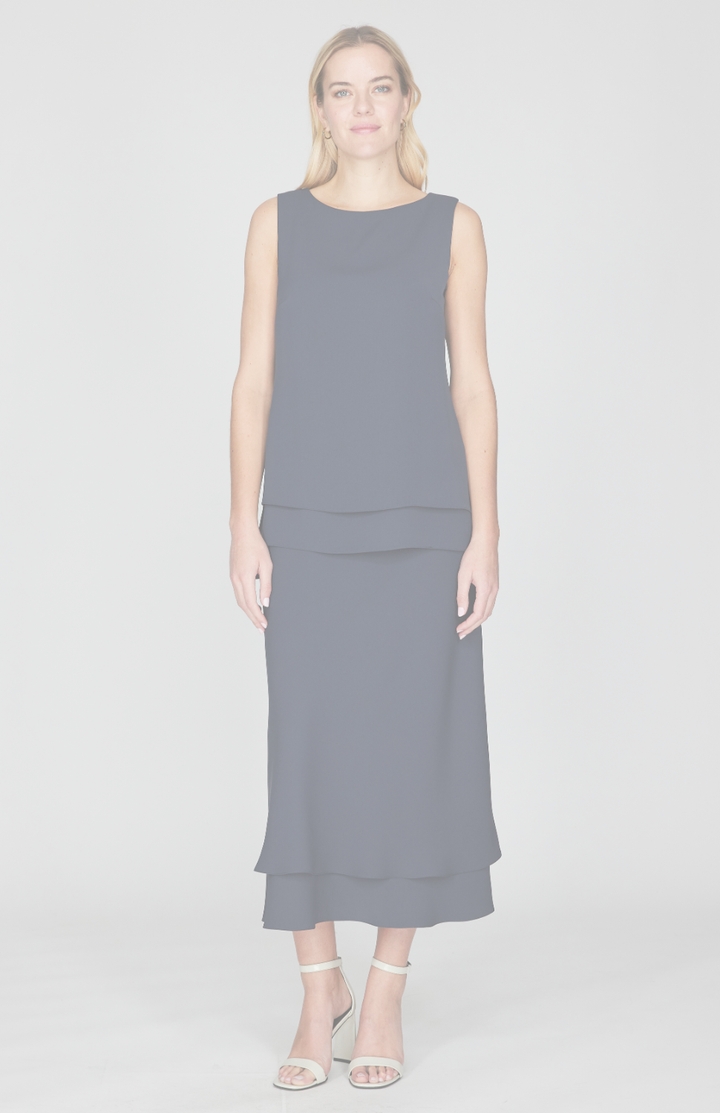 Lustrous Crepe Double Layer Skirt