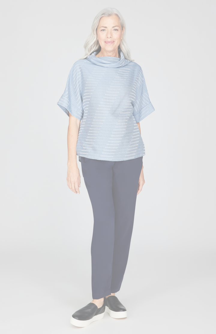 Diagonal Stripe Shirting Cowl Neck Tunic