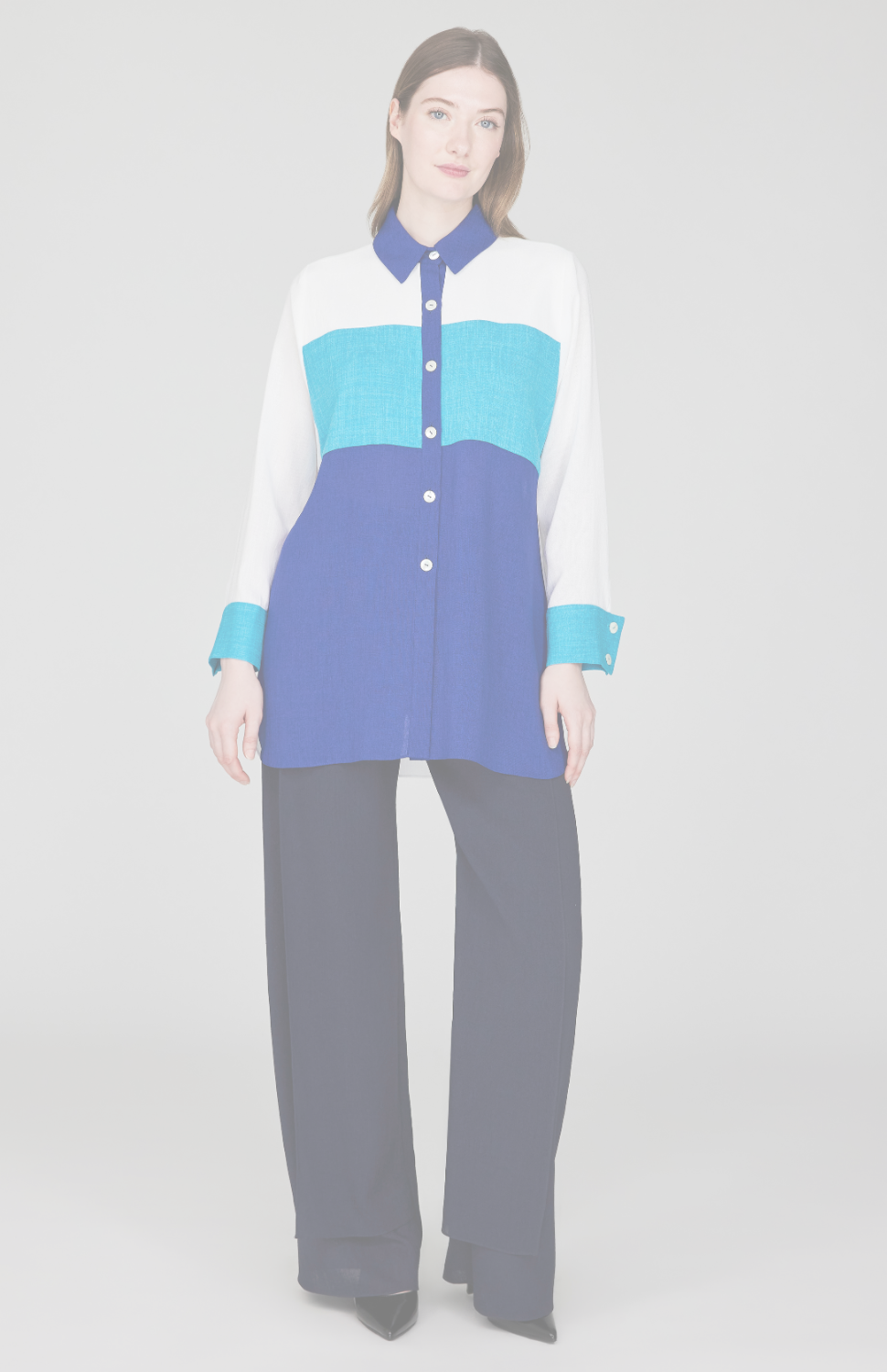 Microlinen Oversized Color Block Shirt