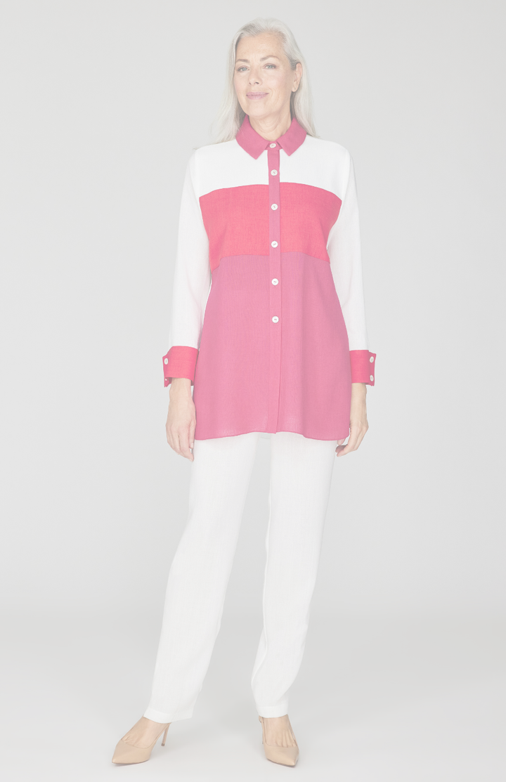 Microlinen Oversized Color Block Shirt