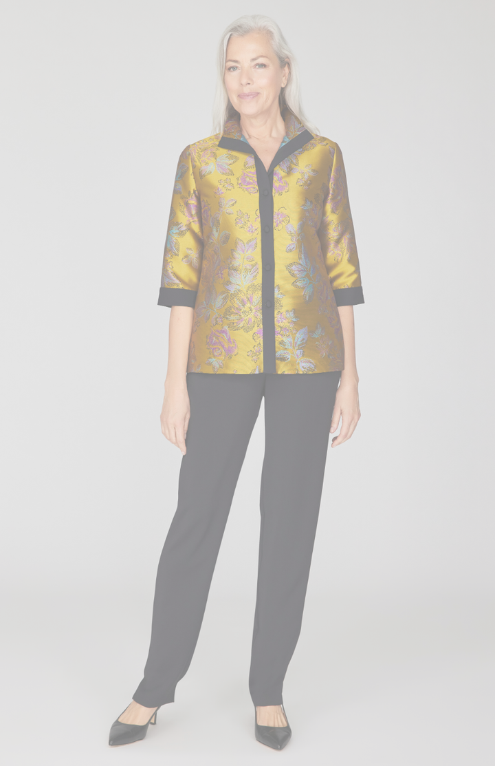 Impressionist Bloom Jacquard High Neck Shirt
