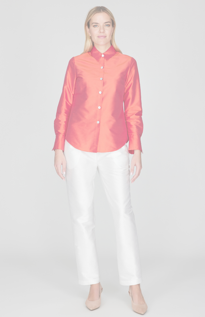 Silk Shantung Collared Tailored Shirt