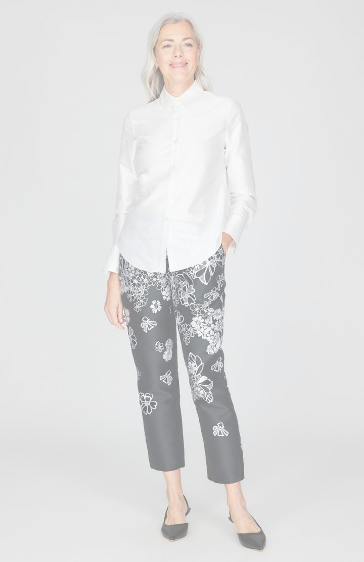 Silk Shantung Collared Tailored Shirt