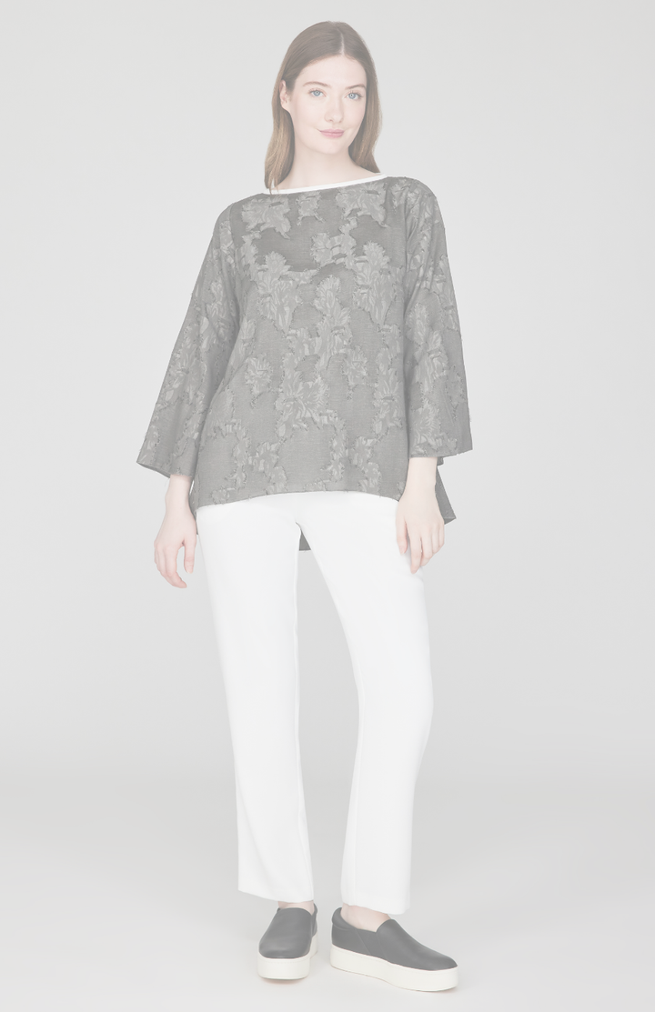 Monochrome Flora 3/4 Sleeve High-Low Blouse