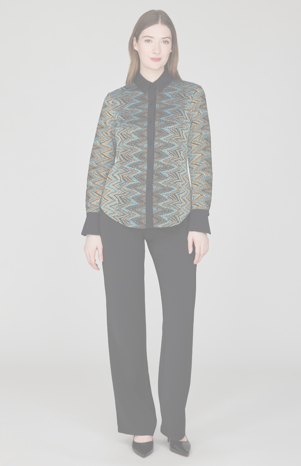 Metallic Magnolia Jacquard Open Front High Neck Shirt Jacket