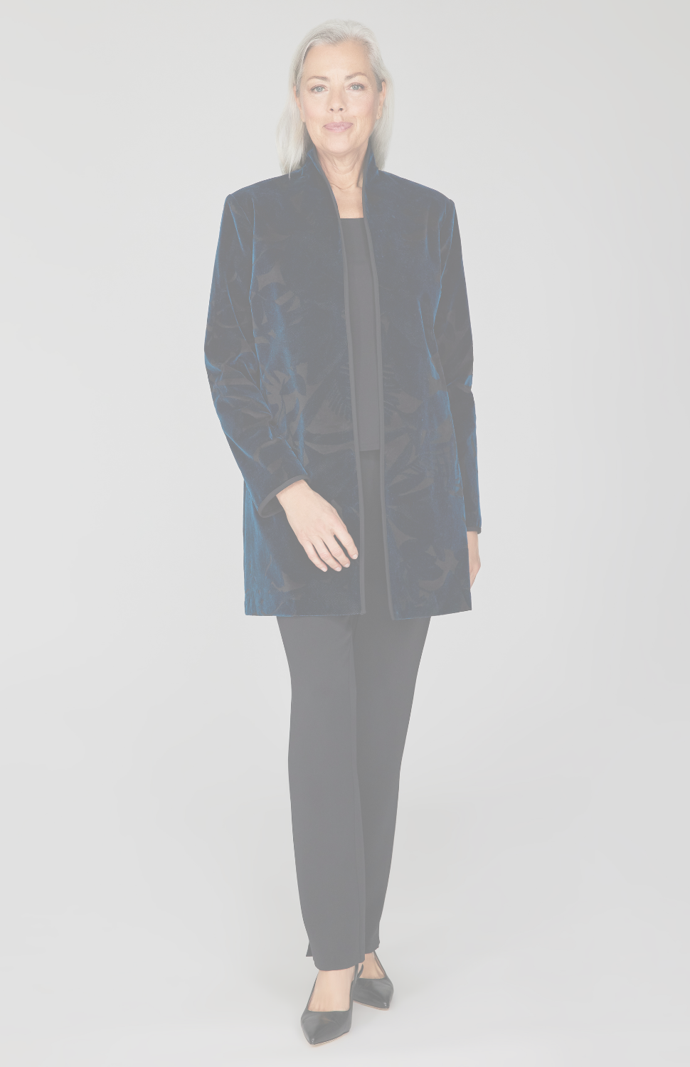 Floral Stretch Cotton Velvet High Neck Coat