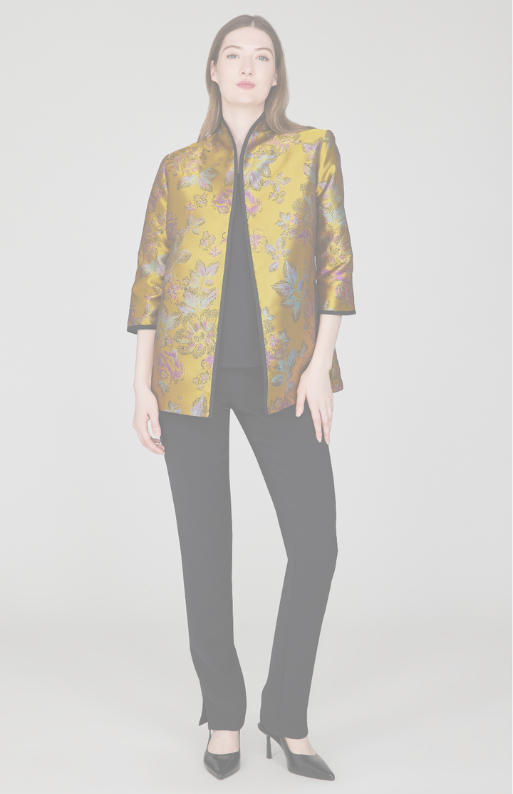 Impressionist Bloom Jacquard High Neck Jacket w/ Bias