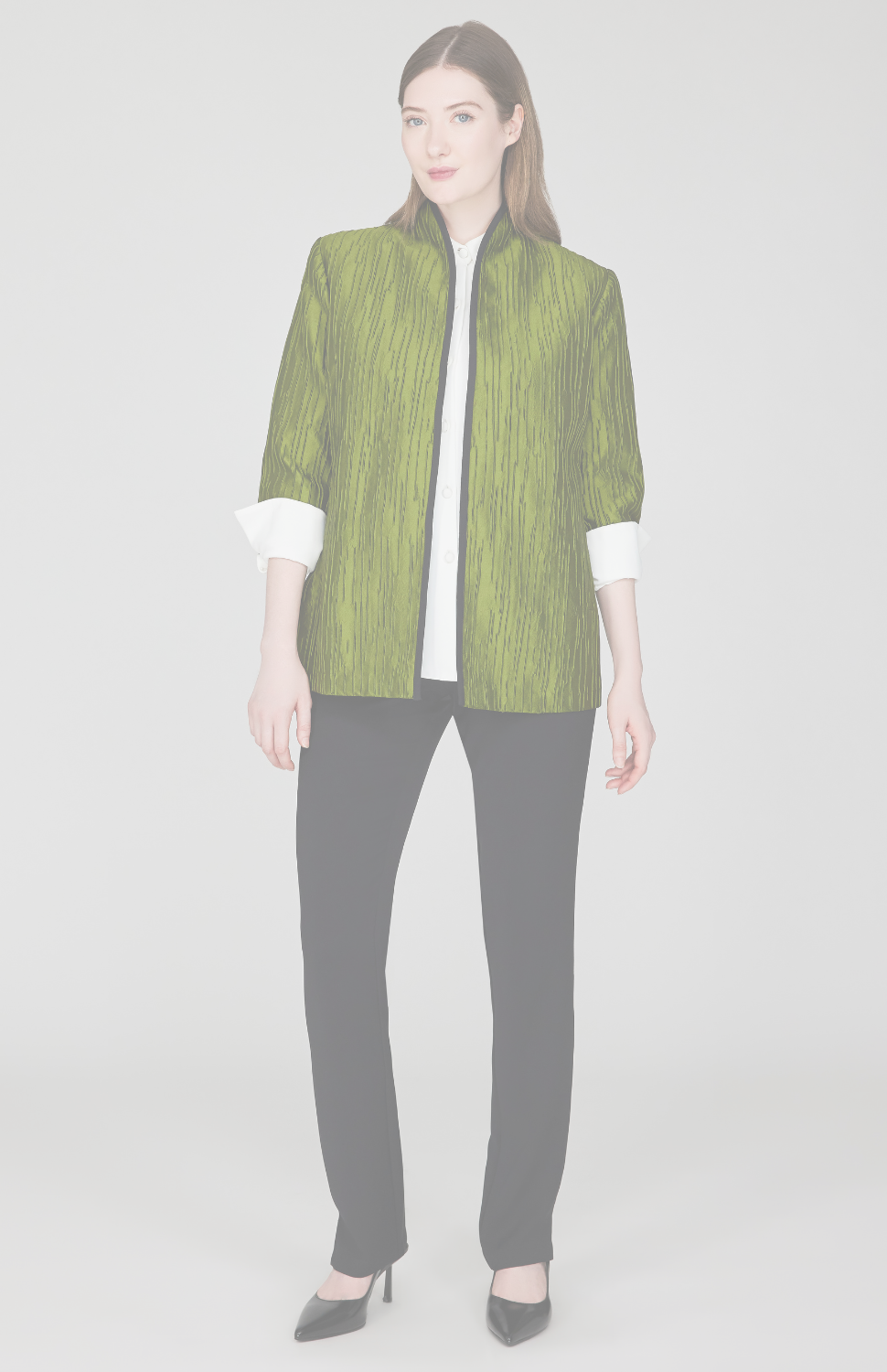 Textured Stripe Jacquard High Neck Jacket w/ Bias