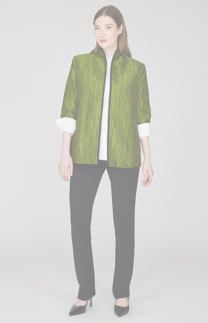 Textured Stripe Jacquard High Neck Jacket w/ Bias