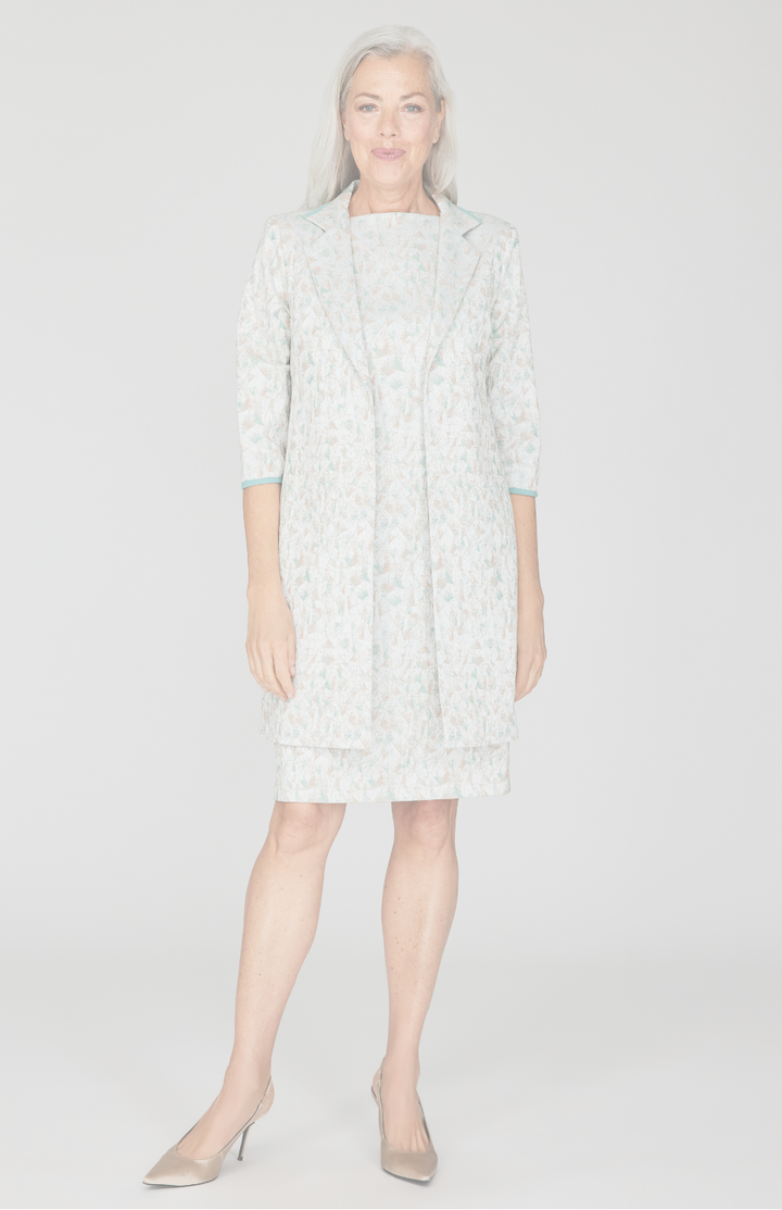 Expressionist Stretch Jacquard Long Blazer w/ Contrast Bias