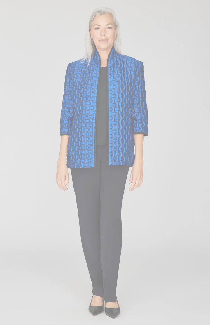 Textured Interlock Jacquard High Neck Jacket w/ Bias