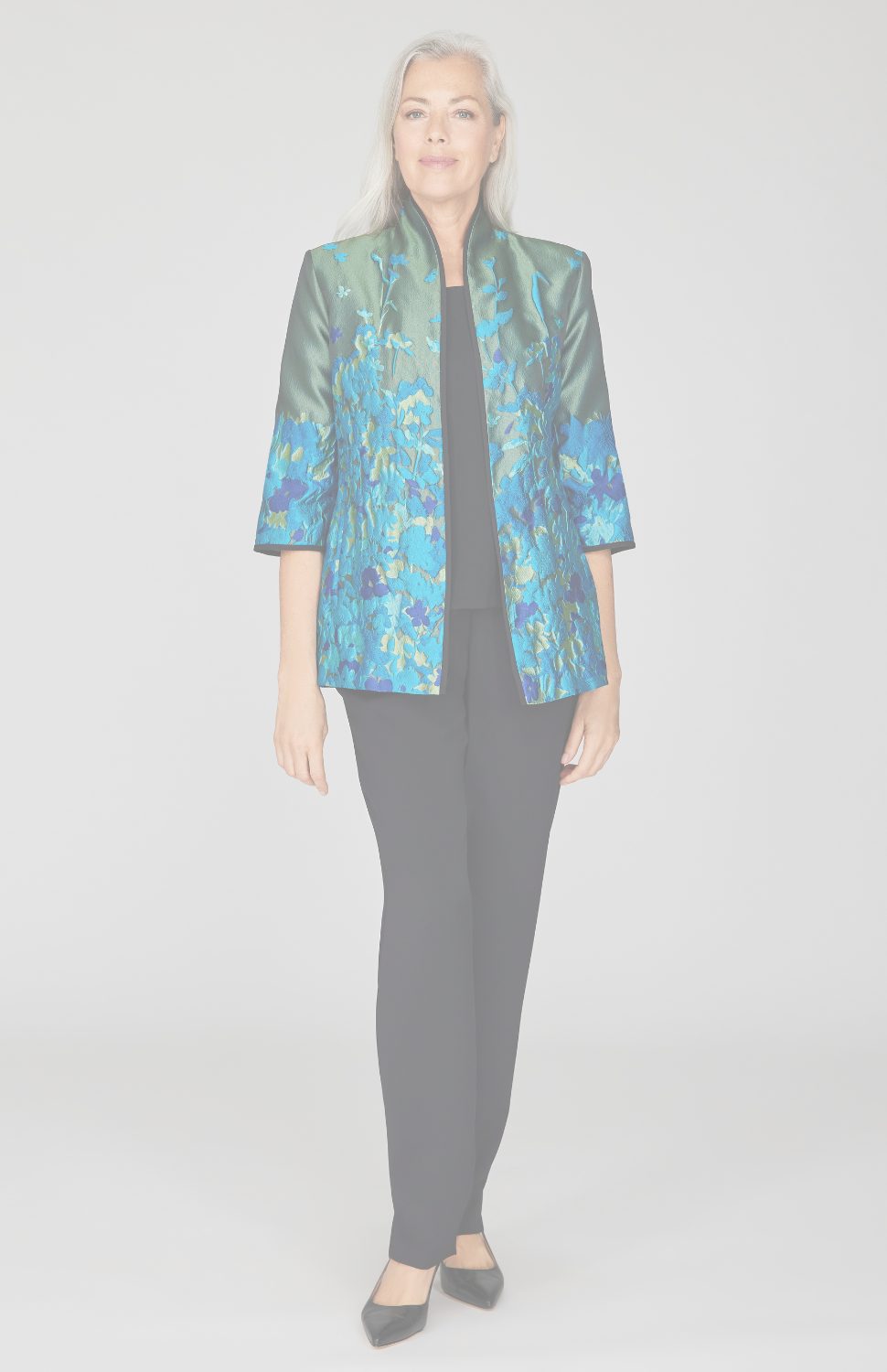 Botanical Garden Jacquard High Neck Jacket w/ Bias