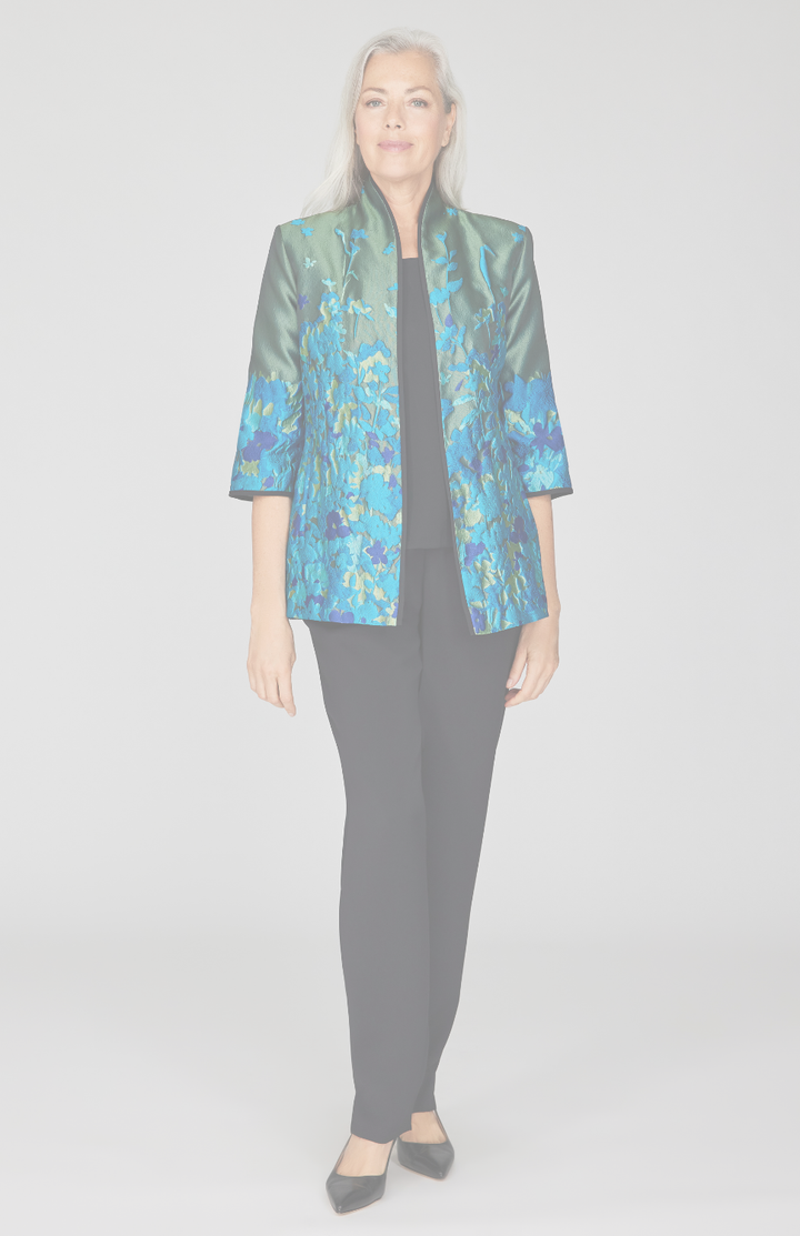 Botanical Garden Jacquard High Neck Jacket w/ Bias