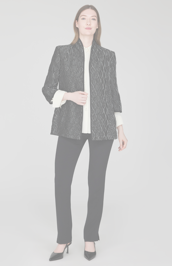 Monochrome Wave Jacquard High Neck Jacket w/ Bias