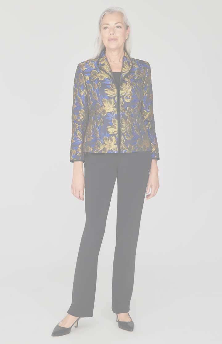 Metallic Magnolia Jacquard Wing Collar Jacket